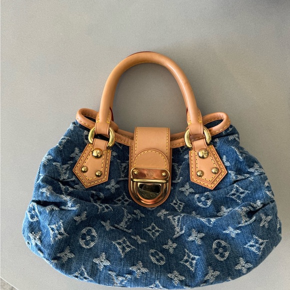 Authentic gently used Louis Vuitton Monogram mini Pleaty blue denim bag - Picture 3 of 9